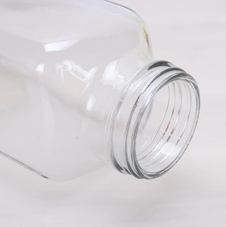 350ml Wide Mouth Square Glass Bottle with Screw Lid for Milk and Beverage Packing