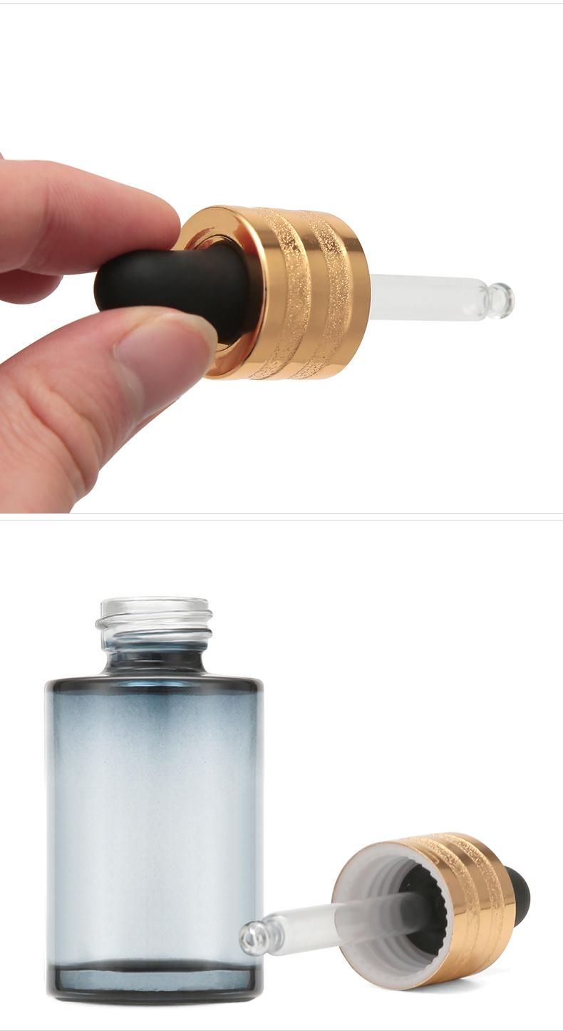 30ml Essential Oil Serum Flat Shoulder Frosted Clear Glass Dropper Bottle with Pipette