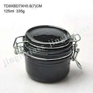 Matte Black Clip Cap Glass Jar 125ml