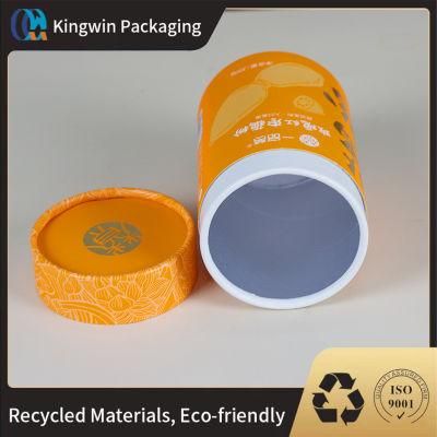 Eco Friendly Customized Design Round Boxes Food Grade Gold Foil Logo Cylinder Packaging