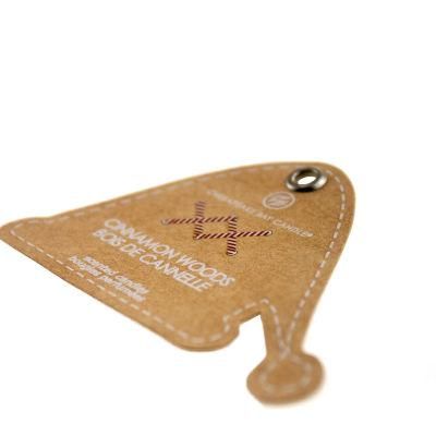 Cute Die Cut UV Logo Kraft Paper Hang Tag