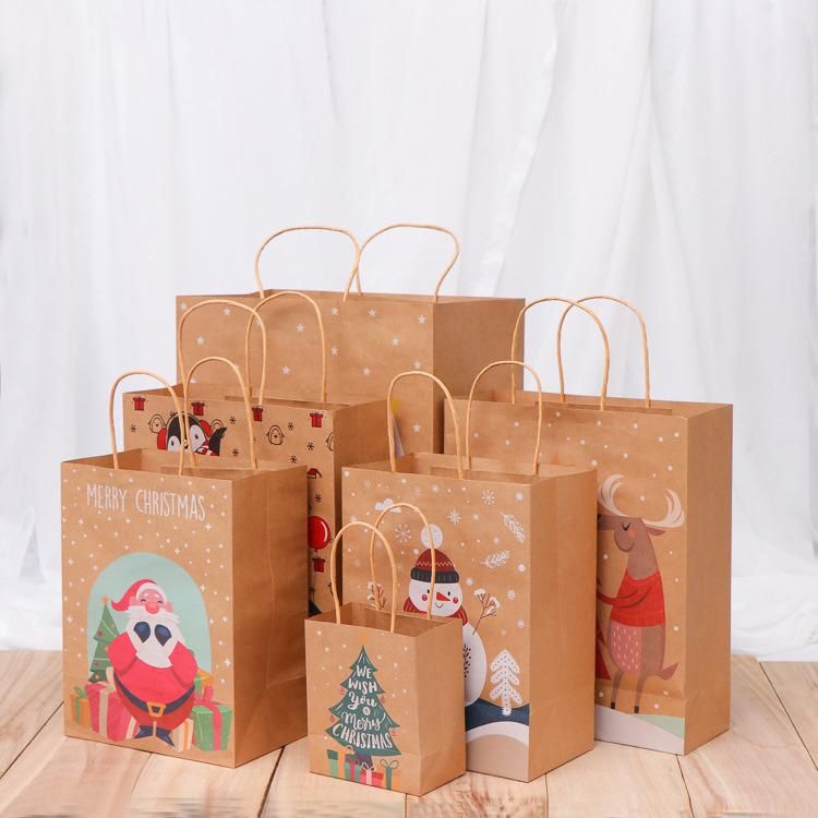 Custom White/Brown Kraft Paper Gift Handle Bag for Food Packaging/Shopping and Twisted Handle Bags Factory Price
