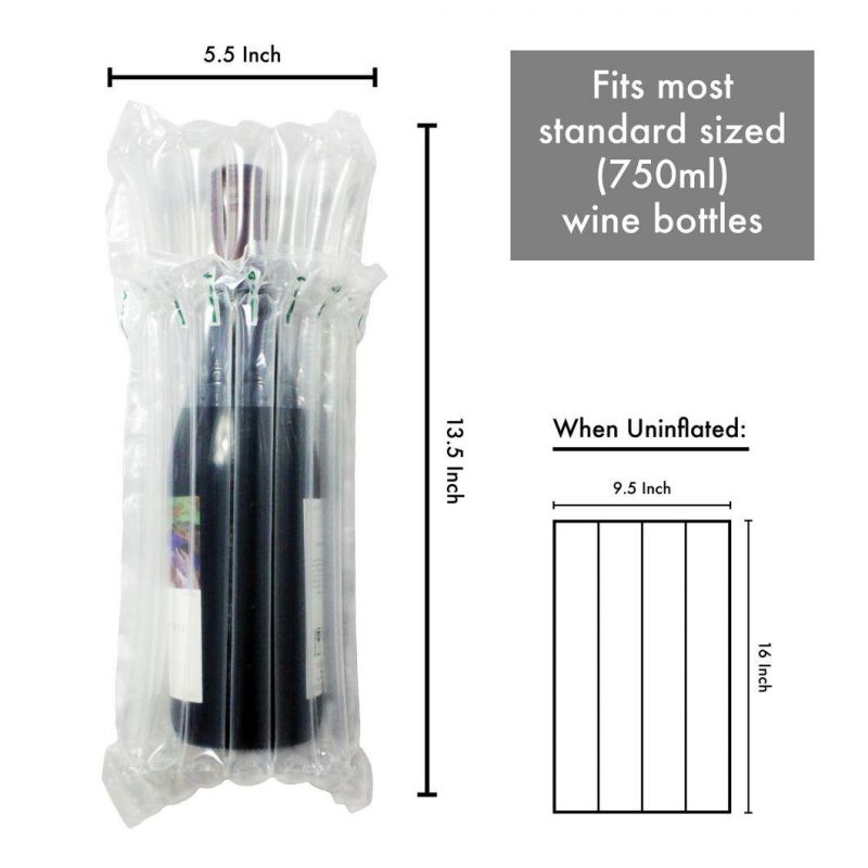 Air Column Bag Cushion Bubble Packaging for Wine Bottle Withstand a Force with 50kgs