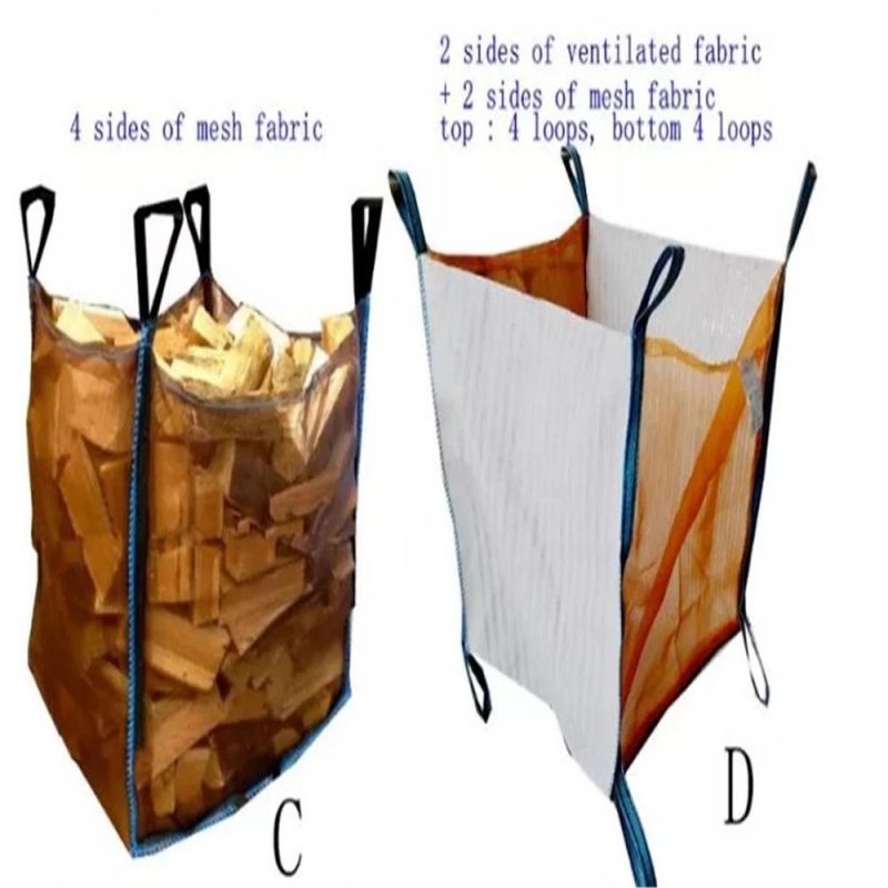 Polypropylene 1000kgs 1200kgs 1500kgs Breathable PP Woven Bulk Bags for Firewood
