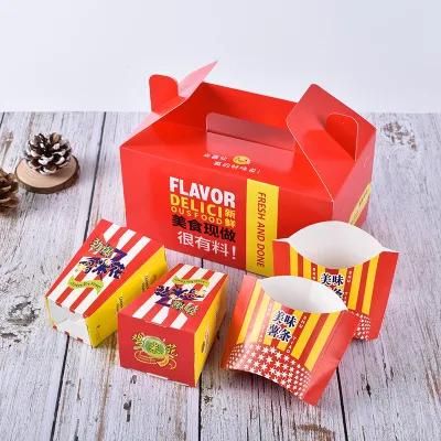 Disposable Takeaway Biodegradable Printed Paper Fast Food Packaging Hot Snack Takeaway Boxes
