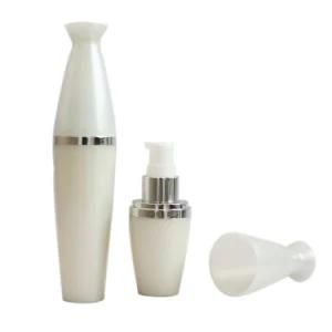 Cosmetic Lotion Bottle Silver White Packaging Double Wall Plastic Pump Bottle