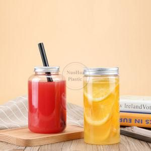 500ml Cold Brew Tea Bottle Transparent Beverage Milk Tea Bottle Disposable Plastic Juice Bottle with Hole Aluminum Cap