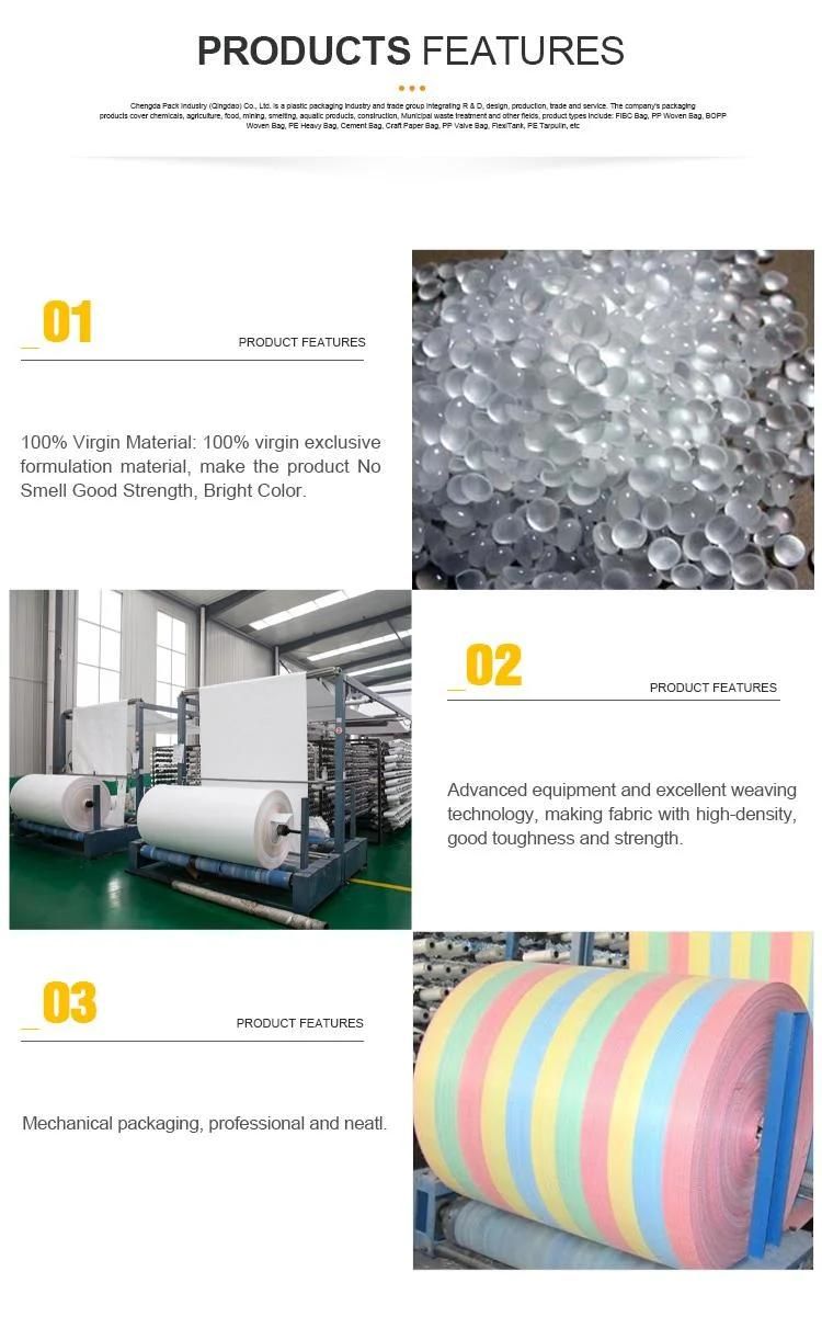 China Factory Lamintaed FIBC PP Woven Raffia Fabric Rolls for Making Tubular Bulk Super Bag
