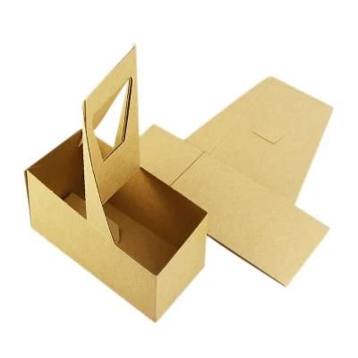 Wholesale Natural Kraft Paper Coffee Milk Tea Take-Away Packaging Box with Logo