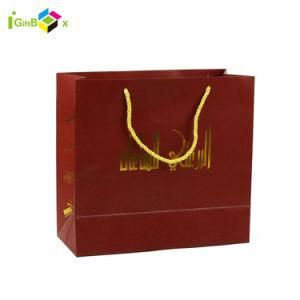 Luxury Clothing Packaging Gold Foil Red Color Paper Packaging Gift Bags