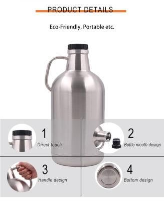 Eco Friendly 1 Gallon Stainless Steel Drinking Water Growler Bottle