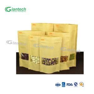 China Food Storage Plain Kraft Paper Stand up Bags with Window