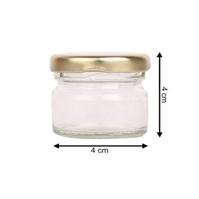 Empty 15ml 20ml Round Honey Jams Candy Small Mini Glass Jars for Packaging with Golden Screw Lids