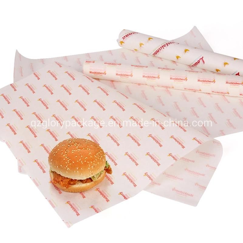 Sandwich Hamburger Wrappers Oil Resistant Fast Food Wrapping Paper Food Packaging Printed Greaseproof Paper