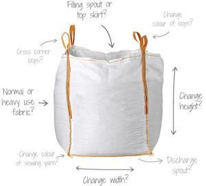 Tailor Made Hot Sale Flexible Jumbo Bag Skirt Top Flat Base FIBC Big Bag, Made in China