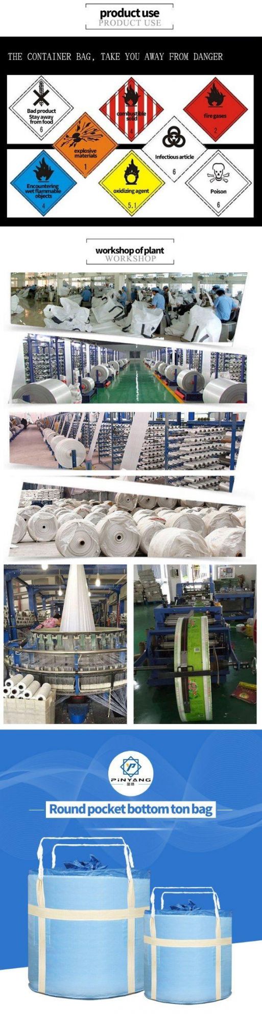 PP PE Woven 1 Ton Bulk FIBC Container Big Jumbo Bag Ton Jumbo Bag