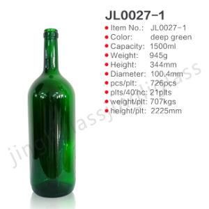 Deep Green Beautiful 1500ml Wine Bottle with Cork Sealing