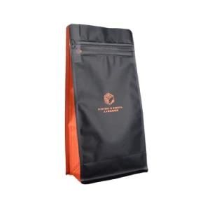 Low MOQ Fast Ship Plastic Food Packing Flat Bottom Laminated Tea &amp; Coffee Pouch Zip Lock Notch Matte Color Water Proof Bag