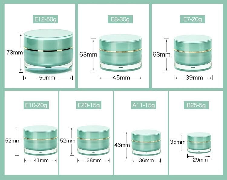 Cosmetic Container Eempty 5g Green Acrylic Cream Jar Lip Balm Jar for Skin Care