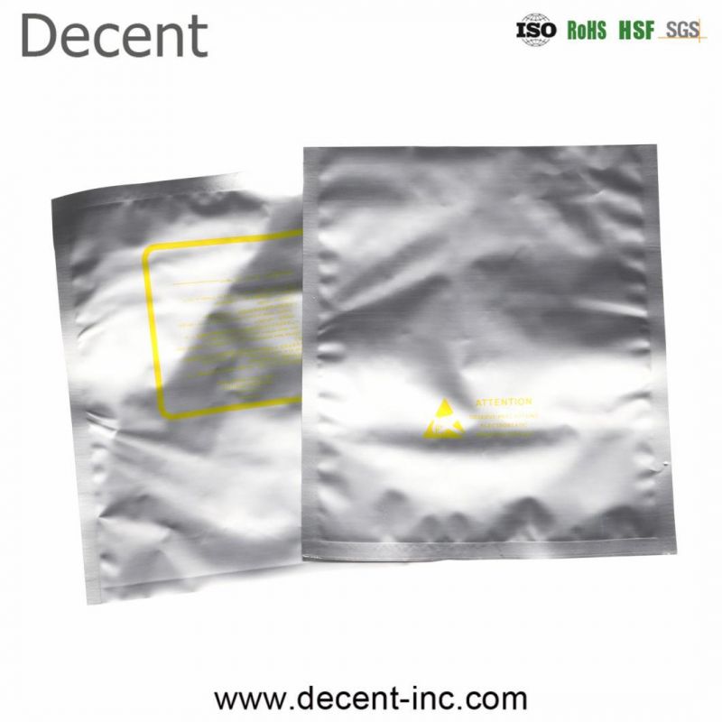 Decent Custom Silver Printed Pet/Al/PE Aluminum Foil Vacuum Sealed Bags Wafer ESD LED Shielding Packing Bag