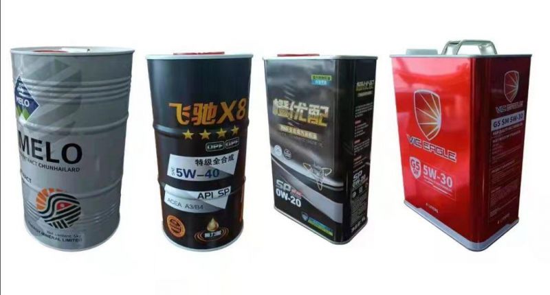 2022 Custom Chemical Size 366mm*366mm*625mm 60 Liters Round Engine Lubricating Oil Tin Can with Plastic Flexible Spout
