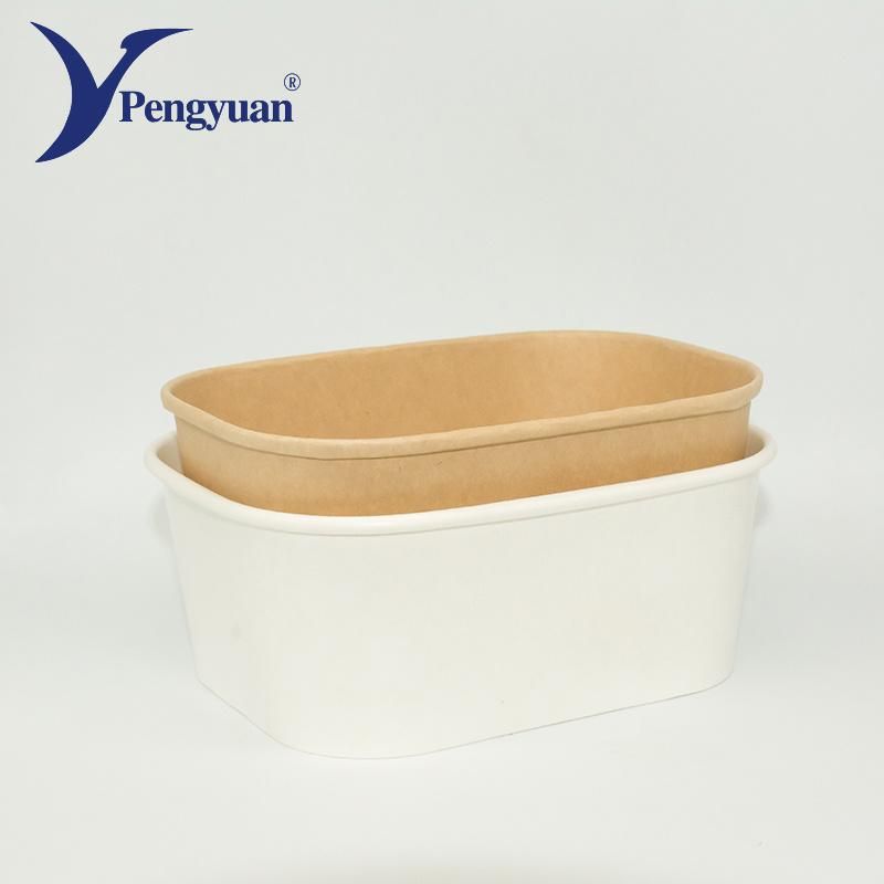 Large Square Waterproof Food Container Kraft Paper Salad Bowl