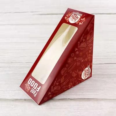 Triangle Pastry Bake Cake Sandwich Packaging Paper Box with Window