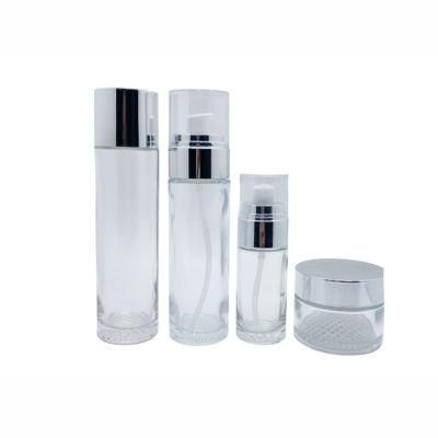 Luxury Clear Cosmetics Bottle 30g 50g 40ml 100ml 120ml Skincare Glass Jars and Bottles Sets