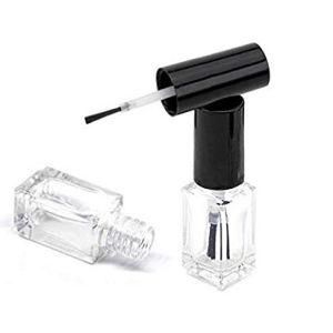 Wholesale 10ml Clear Transparent Square Nail Polish Glass Bottle with Brush Cap