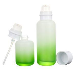 Wholesale 30ml Transparent Matte Cosmetic Round Eye Serum Dropper Glass Bottle Set with White Dropper Lid