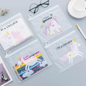 Fashion Waterproof Unicorn Frosted Customized Logo Transparent Clear PVC Ziplock Cosmetic Makeup Bags