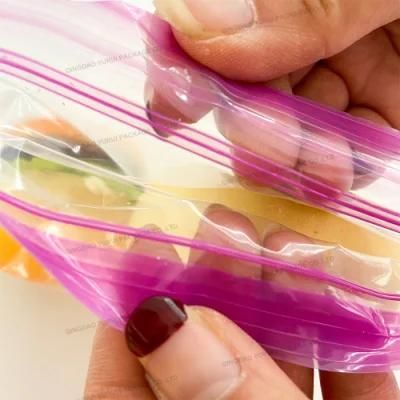 Plastic Food Storage Easy Open Tabs Double Zipper Grip Seal Leakproof Sandwich Reusable Freezer Ziplock Bags