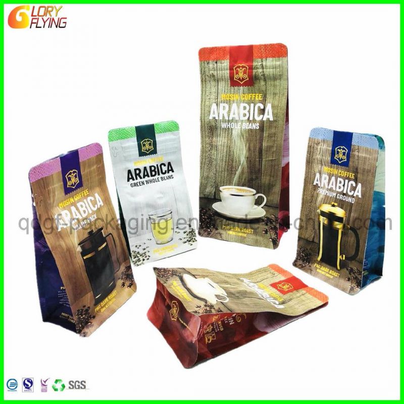 Upright Coffee Packaging Bag Bottom Gusset Clear Window with Zipper Bag.