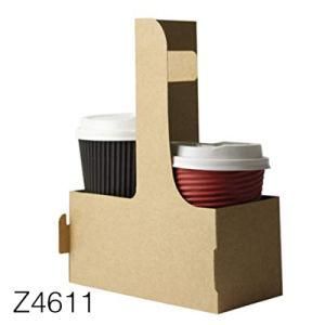Z4611 Durable Hot Sale Kraft Paper coffee Cup Tray with Hand Shank