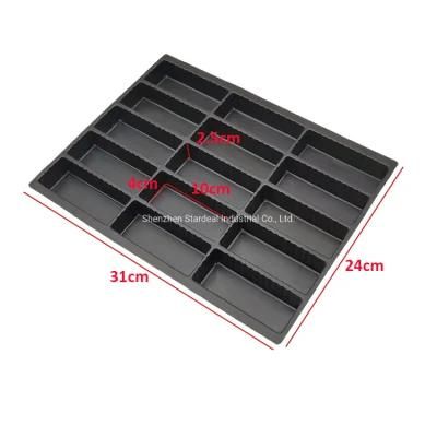 Food Grade PS Plastic Black 15 Dividers Biscuit Blister Tray