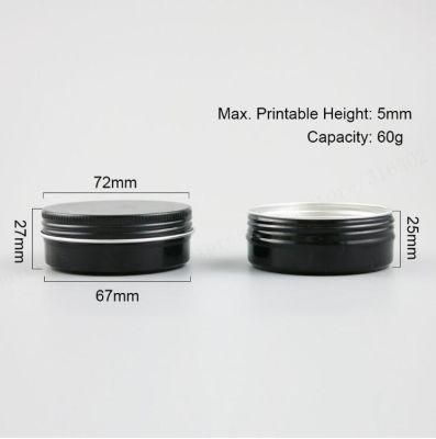 Empty Refillable Aluminum Jar 60ml Black Gold White Pink Silver Metal Tin 2oz Cosmetic Containers Crafts Packaging