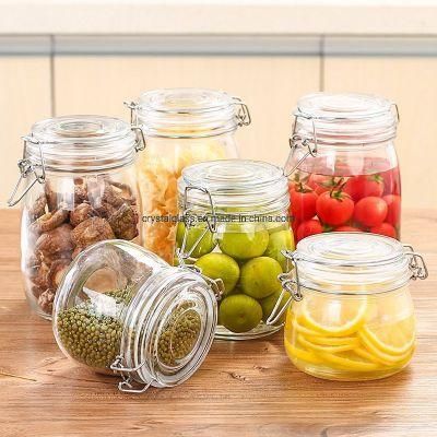 Food Container Clear Storage Glass Bottle Glass Jar with Swing Top