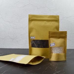 Doypack Zip Lock Brown White Kraft Craft Paper Standing up Pouches Food Packaging Zipper Bags with Window