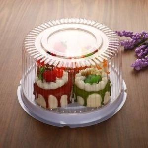 Round Base and Dome Plastic Birthday Cake Tray with Lid