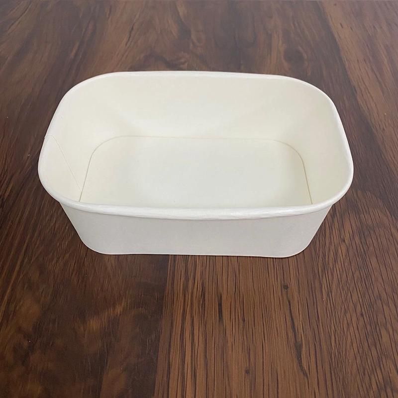 1000ml Eco Friendly Take Away Disposable Rectangular Square Paper Bowl with Pet Lid