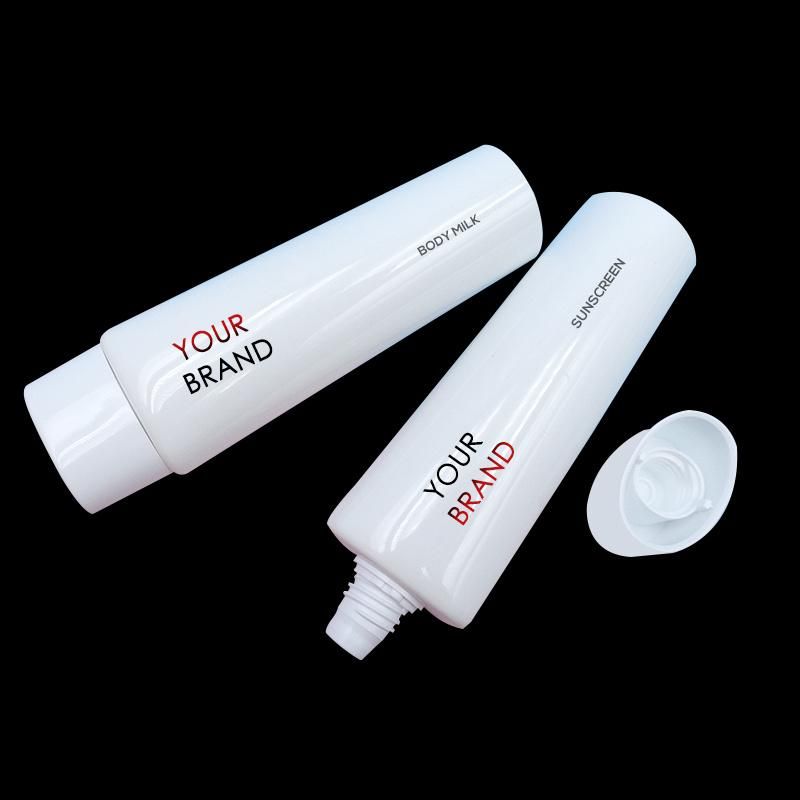 Eco-Friendly White Cosmetic Squeeze Tube Wrap Oval Hand Cream Tube Flip Top Lid Face Wash Tube