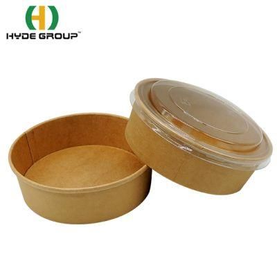 500ml Kraft Paper Cup Large Capacity Modern Stylish Disposable Soup Bowl with Plastic Lid