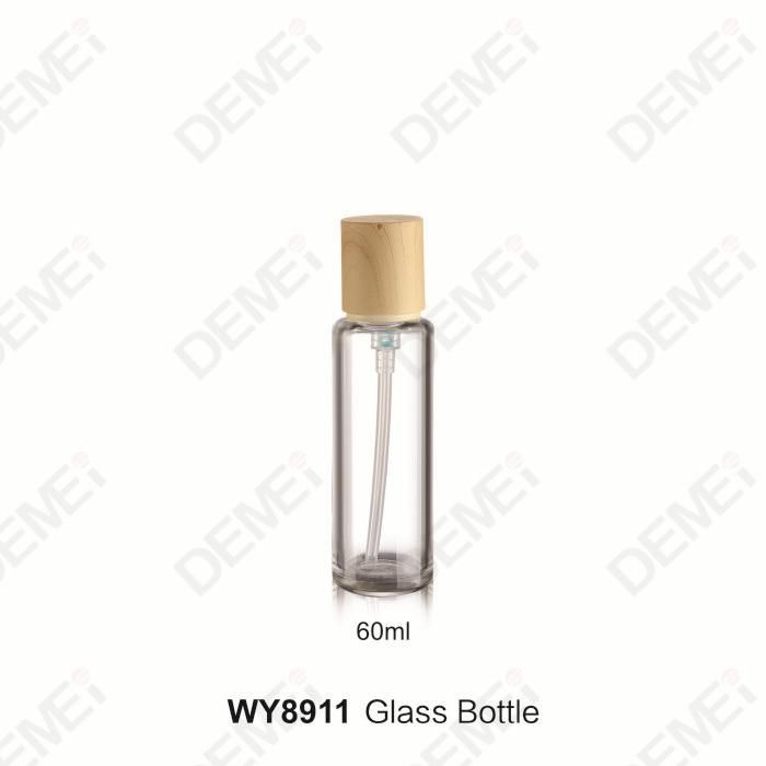 30/60/80/120ml 15/30/50g Cosmetic Skin Care Packaging Clear Straight Round Toner Lotion Glass Bottle and Cream Jar with Imitation Wood Grain Cap