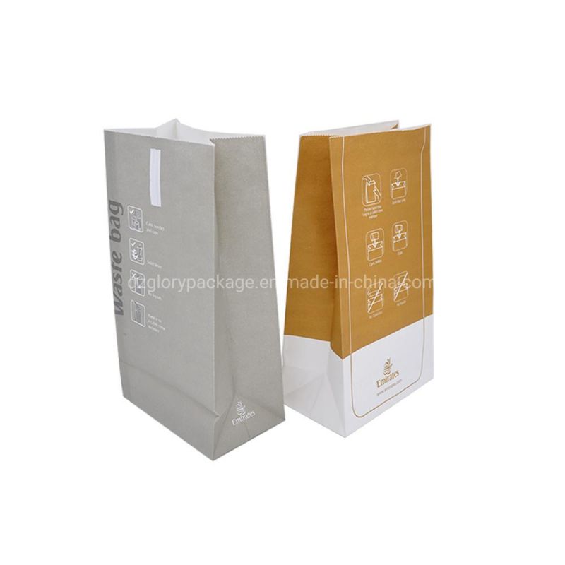 White Printed Design Throw up Disposable Barf Paper Sickness Bags for Airplane