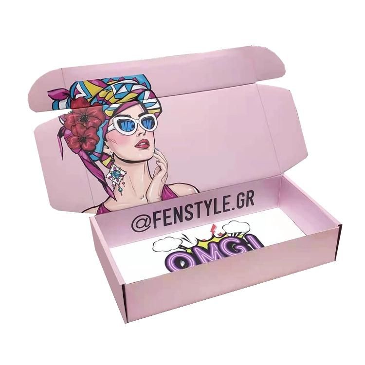 Customized T Shirt Packaging Boxes Small Glossy Paper Package Custom Corrugated Fold Compartment Thick Paper Box with Logo Print