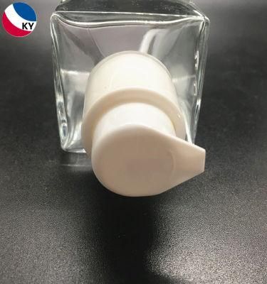 120ml Square Transparent Glass Facial Cleanser Essential Oil Bottle with White Self Lock Pump