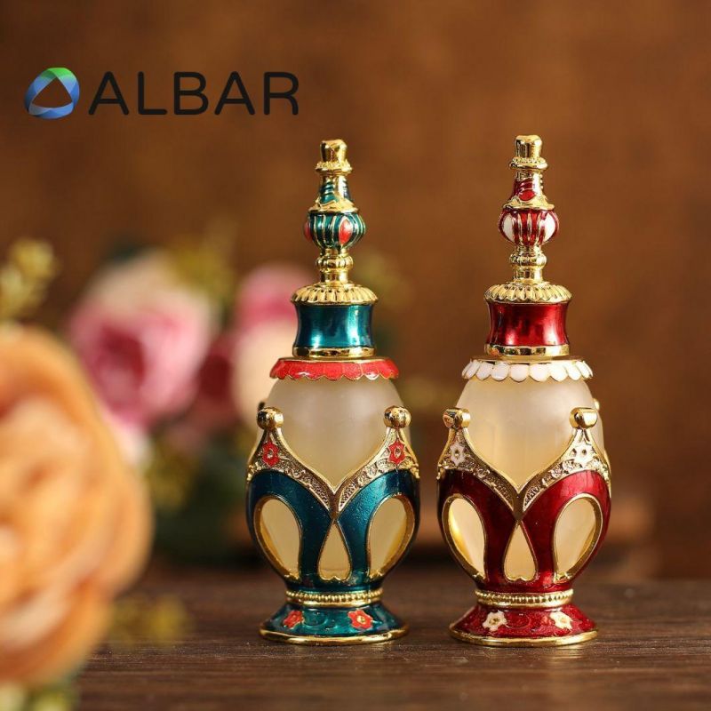 Customized Attar Oud Fragrance Glass Bottles with Colorful Diamonds Zinc Zamac