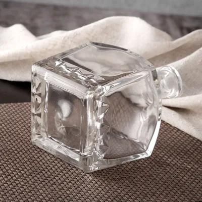 Square Clear Glass Spirit Bottle with Stopper