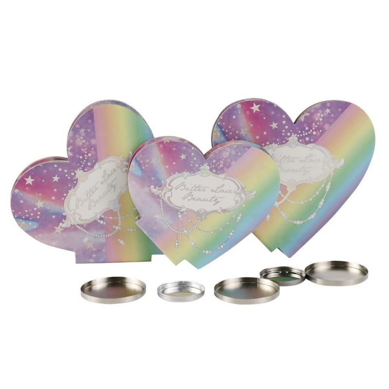 Firstsail Holographic Heart Shaped Single Pan Private Label High Pigment Empty Magnetic Eyeshadow Palette