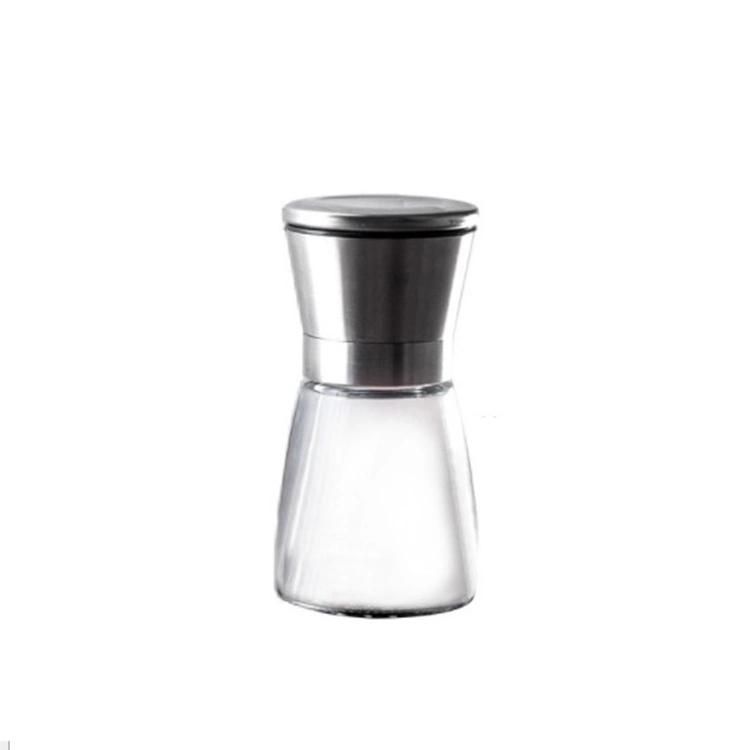 China Supplier 180ml Kitchen Salt Spice Glass Grinder Bottle with Manual Mills Cap